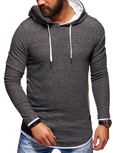 behype. Herren Oversize Kapuzen-Pullover Hoodie Sweatshirt 40-4762 Dunkelgrau S