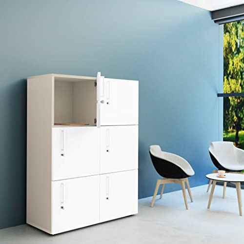 Weber Büro Spind | Schließfach NOVA mit 6 Schließfächern in Ahorn/Weiß, Schrank
