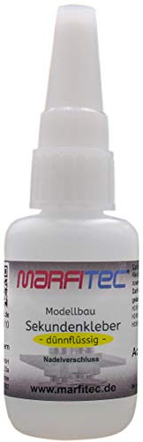 marfitec© Modellbau Sekundenkleber 20g dünnflüssig Metallnadel Verschluss