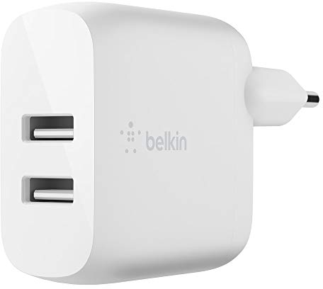 Belkin Boost Charge USB-A-Netzladegerät mit zwei Anschlüssen, 24 W (Für Geräte wie das iPhone 14, 14 Plus, 14 Pro, 14 Pro Max, iPhone 13, iPhone 12, Samsung Galaxy S23, S23+, S22, Pixel und mehr)