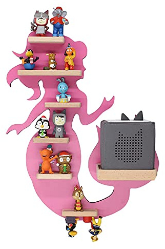 BOARTI Holzregal hängend | platzsparendes Regal | Maße: H. 50 x B. 39 x T. 19 cm | Elegantes Regal hängend | Aufbewahrungsregal | Tonieregal - Meerjungfrau Pink
