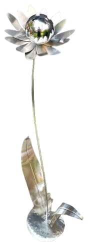 Jürgen Bocker Garten-Ambiente Dekoblume Palermo Edelstahl matt gebürstet 120 cm Kugel in Edelstahl poliert mit Standfuss