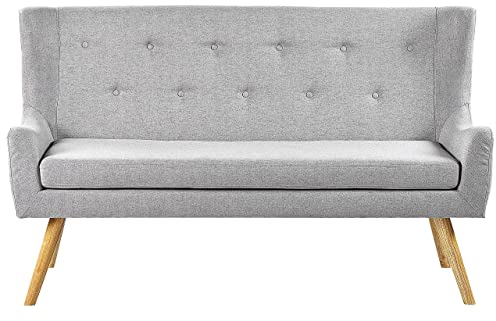 Beliani Modernes 2-Sitzer Küchensofa Polsterbezug hellgrau Holzbeine Ohrensofa Skibby