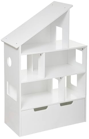 Atmosphera - Bibliothèque Maison- coffres à roulettes - Blanc H104 cm