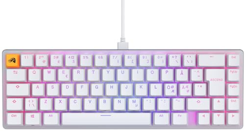 Glorious Gaming GMMK 2 Compact (65%) – Mechanisches Gaming-Keyboard, Aluminiumrahmen, anpassbar, Doubleshot-Kappen, Fox Schalter, tastenweise RGB, Nordisch QWERTY Layout - Weiß