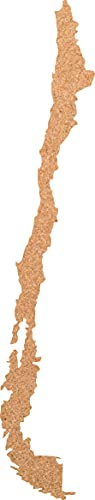 Chile als Pinnwand aus Kork XXL ca. 80x50 cm | Umriss Chile zum Pinnen und als Wanddeko | Tolle CORKWORLD | Detailgenau & Hochwertig