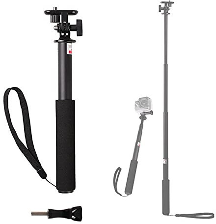 NMD&LR Extendable Selfie Stick for Action Cameras, Aluminum Alloy Handheld Monopod 23-75cm Telescopic Ultra Lightweight Extension Rod Compatible with GoPro, Phones