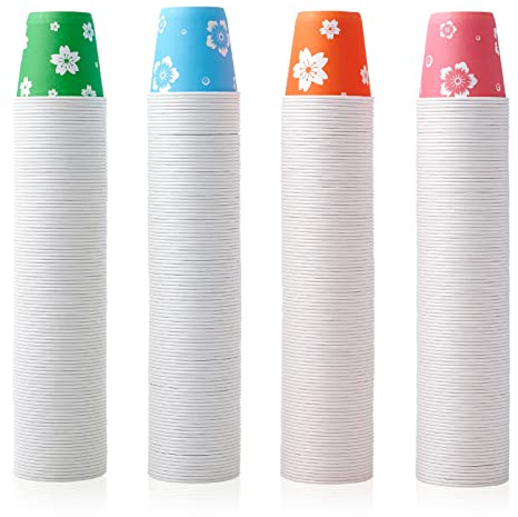 LITOPAK 400 Pack 3oz Disposable Bathroom Cups, Colorful Disposable Mouthwash Cups, Small Paper Cups for Parties, Picnics, Barbecues, Travel and Events