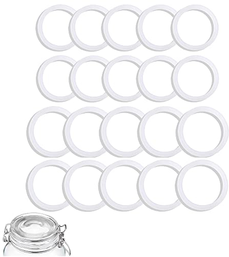 20 Stücke Silikon-Dichtungsringe Auslaufsichere Luftdichte Wiederverwendbare für Einmachglasdeckel, Normale Weithalsgläser 70/86 mm Transparentes Weiß