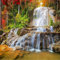 Photo Papier Peint Forêt cascade paysage 3D Intissé Décoration Murale XXL Poster Trompe l oeil Tableaux Muraux pour Salon Chambre Toile de Fond Mur 140x100cm