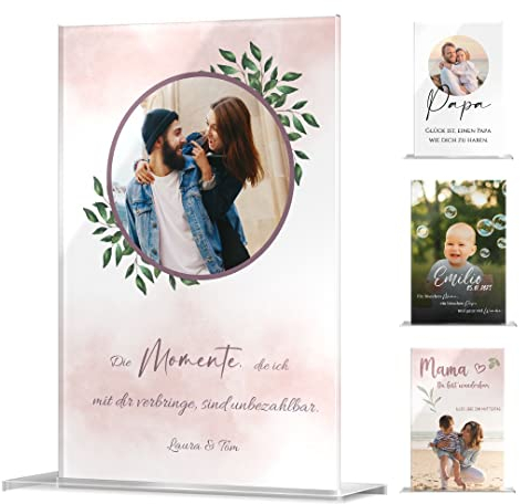 CHRISCK design Personalisierte Acryl Glasbilder mit Foto Druck - Persönliches Geschenk für Mama - Geburtstagsgeschenk personalisiert - Geschenkidee Freund Freundin Familie - Fotohalter Bild