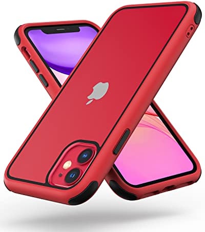 MobNano Compatible with iPhone 11, Ultra Thin Hybrid Case, Soft TPU Shockproof Bumper Anti Scratch Cover for iPhone 11 - Red Black