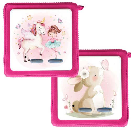 MeinBaby123® Schutzfolie kompatibel mit Toniebox 2er Set | Schutzcover selbstklebend | Premium Qualität | Aufkleber passgenau I Folie Sticker I Toniebox Zubehör (2er Set Hase & Ballerina)