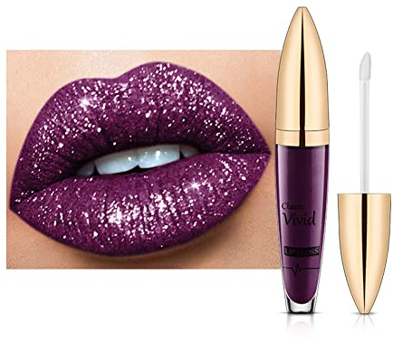 JAWSEU Metallic Make-Up Lipgloss Lippenstift, Glitzer Wasserfest Dauerhaft Glanz Glitter Lip Gloss, Diamant Schimmer Liquid Lipstick