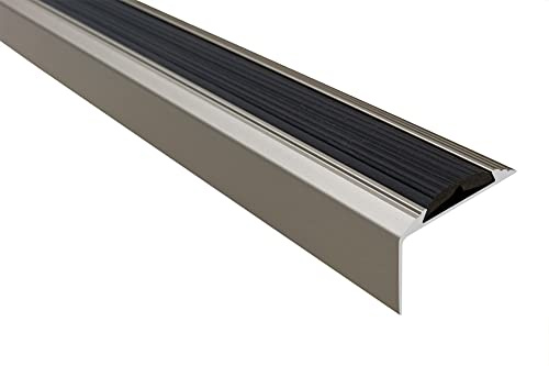 Effector Treppenkantenschutz Antirutsch 120 cm 46x29 mm INOX Alu | Antirutsch Oberfläche, Edelstahloptik, Hohe Stabilität