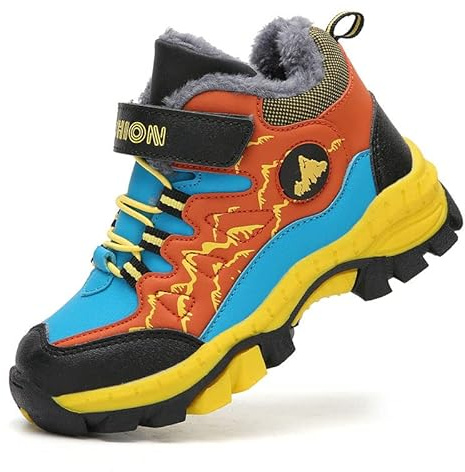 Foryo Zapatos de invierno para niños, botas de senderismo, botas de nieve, zapatos de trekking para niños, cálidos, botas de senderismo para exteriores, naranja, 38 EU Schmal