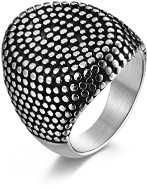 Whoiy Ring Silber, Siegelring Kleiner Finger Edelstahl Punkte Siegelring für Männer 67 (21.3) Kostenlos Gravieren