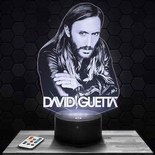Nachttischlampe - Touch-Nachtlicht D. Guetta DJ 3D-LED-Lampe Illusion, Geschenkidee Weihnachten Geburtstag Junge und Mädchen Nachttischlampe Kinder- oder Erwachsenenzimmer