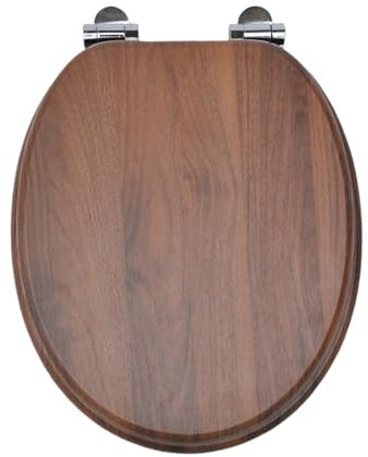 SINOBATH WC-Sitz Toilettensitz mit Absenkautomatik, MDF Holzkern, Softclose Scharnier (Walnut)