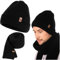 HEYO Herren Mütze Schal Set für Winter | Warme Strickmütze gefüttert Beanie Winterschal (Schwarz)