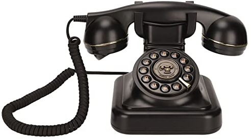 Telefono Fisso Vintage, Telefono da Scrivania con Filo Vecchio Stile con Pulsante a Disco Design Rotante Lassico, Telefono con Filo retrò per Casa e Ufficio