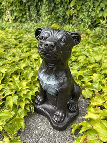 OLOMA Betonstafford-Statue Stein Garten Hund Figur Zement Bull Terrier Garten Dekor Hund Gedenkstein Outdoor Geschenk Große Staffordshire Bull Terrier Hund Stafford Hund Statue für Zuhause