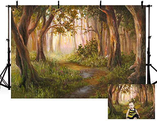 MEHOFOND Fotohintergrund, Zauberwald, magisches Wunderland, Märchen, Dschungel, Geburtstagsparty, Fotografie, Banner, Familien-Tapete, Dekoration, Portrait, Fotostudio, Geschenkbedarf, 2,1 x 1,5 m