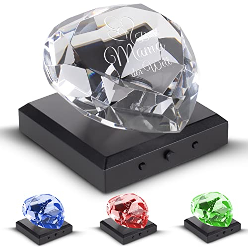 Zelaro Kristall Glas Diamant mit Gravurtext Beste Mama der Welt | Geschenke für Mama zum Muttertag, Geburtstag und Weihnachten – die perfekte Geschenkideen für Frauen und werdende Mütter (Schwarz)