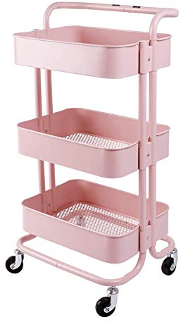 Rack de Almacenamiento para Servir Carro Herramienta de 3 Niveles con Bandeja de Almacenamiento, Belleza Móvil para Peinado de Peinado de Peinado de Peatillo Entradas de Carrito, Generic, Rosa, No