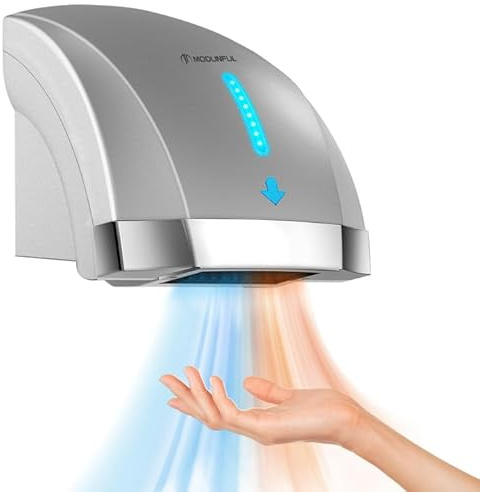 Commercial Hand Dryers for Bathrooms Wall-Mount, Plug-in 120V 1600W Silver