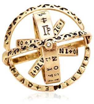 BISONBLUE Ringe Frauen Damen Ring Schmuck Herren Geschenk Astronomische Kugelring-Modelle Können Das Universum Öffnen Planetary Letter Ring Für Damen Herren Mode 6 R2