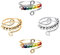 VIKY 4 Stück Verstellbare Anti Stress Ring, Linderung von Ängsten Anxiety Ring Bunte, Angst Spinning Ringe mit Perlen,Offene Fidget Rings, Antistress Ringe Stressringe für Mädchen und Frauen