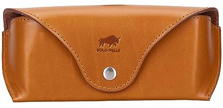 Solo Pelle Brillenetui ROAN aus echtem Leder, Brillen Etui mit Magnetverschluss Sonnenbrillenetui (Cognac Braun)