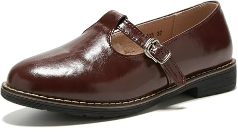 TRULAND Women's Penny Loafers Slip On Leather Wingtip Tassel Oxford Shoes (CN 42/7.5 UK,Bordeaux Mary Jane)