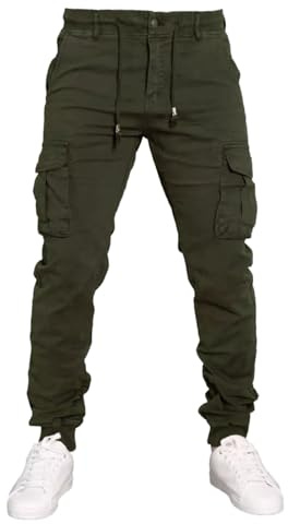 Toocool Pantaloni Uomo Cargo Militari tasconi Laterali Casual Cotone G6538 [38/tg 52,G6601 Estivo Verde]