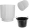 KADAX Pot de fleurs décoratif avec insert intérieur - Rond - En plastique - Pour l'intérieur et l'extérieur - Blanc - 40 cm