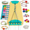 Friendship Bracelet Making Kit - Arts & Crafts for Kids 8-12, Jewelry Making Set with 28 Pre-Cut Threads, Birthday Gifts for Girls Ages 6-12, Travel Activity Set (Cyan)