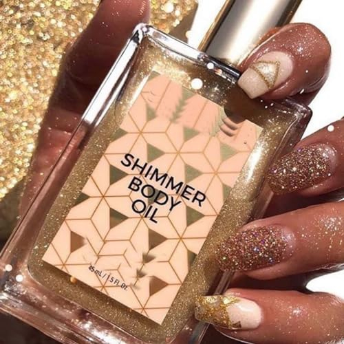 KARLOR Gold Shimmer Body Oil, Körper Highlighter Öl Schimmer Körper Öl Body Shimmer Liquid Glitter Body Glitzer Oil Körper Glow Schimmer flüssig Glitzer Öl Glow Body Liquid Highlight Beine Arm Hals