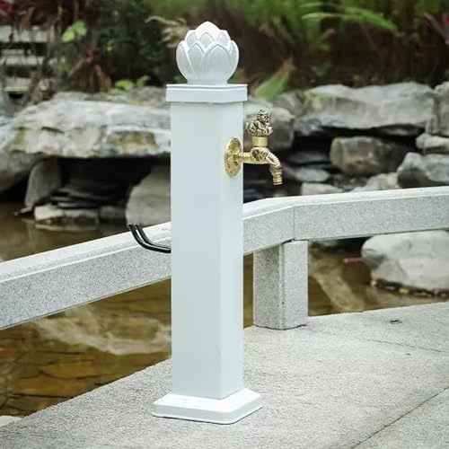 Wassersäule für den Garten, Freistehende Garten-Wassersäule mit Wasserhahn mit Haken, Seitlicher Wasserzulauf(72cm)