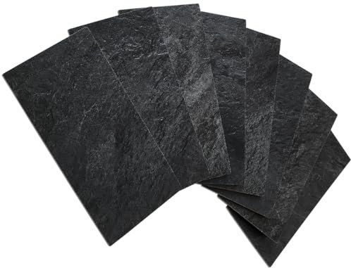 AULIGET 100 piastrelle autoadesive da parete in ardesia nera, 3 mm, in PVC, faxu, piastrelle adesive per cucina e bagno (7,6 x 15,2 cm)