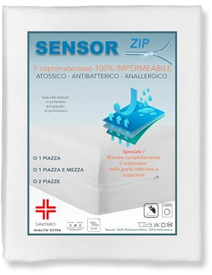 Coprimaterasso Impermeabile Integrale con Cerniera Zip Sensor - 1 Piazza E Mezza