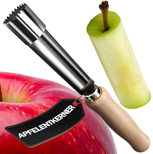 4smile Apfelentkerner - Handlicher Apfelausstecher mit Edelstahl Klinge Ø 1,5 cm und Holzgriff - Hochwertiger Apfelkernausstecher, Apfelstecher, Apfel Entkerner für Bratapfel und Apfelkuchen