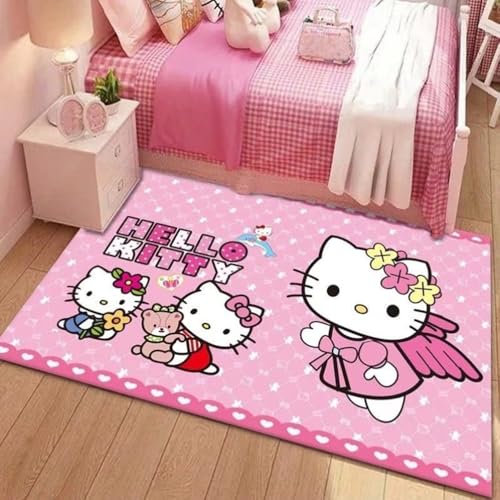 JIDANHUIPQ Anti-Rutsch-3D-Druck Hello Kitty Kinderteppich, Schlafzimmer Und Wohnzimmer Dekoration, Bereich Teppich Anti Rutsch Bodenmatte,60 * 90cm