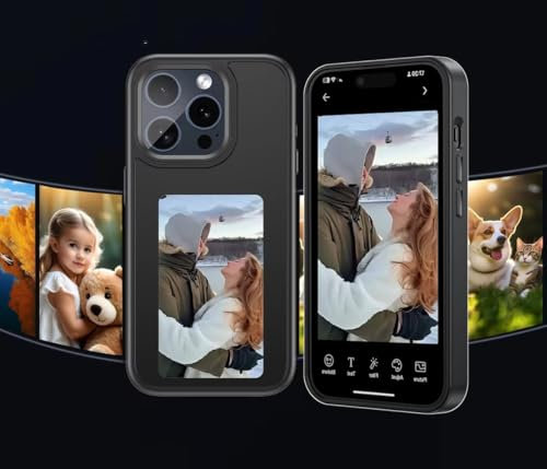 Guidre Smart Ink Phone Case for iPhone, 2024 Upgrade (HD) AI Case, Personalised Case, NFC Transmission Supports DIY Picture/Photo/Text Display (Black, for iPhone 15 Pro)