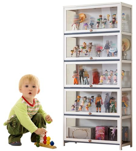 Witriolik Vitrinenschrank, Glasvitrine Stehend, Sammlervitrine Acryl-Sammlungsvitrine Curio-SchräNke für Miniaturmodelle von Autos, Figur(80x33x172cm-5 Schicht/Weiß-Auf DREI Seiten transparent)