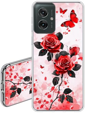 JEZSTHAI Custodia Compatibile con Motorola Moto G55 5G Cover Trasparente in Silicone Con Design Grafico,Ultra Sottile Antiurto Antigraffio Morbida TPU Protettiva Case,Rosa