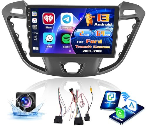 Inefala Radio für Ford Transit Custom 2013-2017 Android 15 2+64G mit Wireless CarPlay Android Auto, 9 Zoll Bildschirm mit EQ 26UI FM RDS GPS Bluetooth WiFi SWC AHD Rückfahrkamera