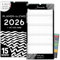 Paarplaner 2026 3 Spalten SCHWARZ-WEIß Planer für Zwei 2026 STICKER Recycling Urlaub Partnerkalender 2026 16x32,5cm, inkl. Okt-Dez 2025 Wandplaner Paar 2 Personen, Pflanzkalender black white