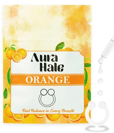 AuraHale Nasendiffusor-Ring – Orangenduft für frischen Fokus, energetisierten Geist & Immunstärkung | Tragbare Aromatherapie | Medizinisches Silikon | Mit biologischem ätherischem Öl angereichert
