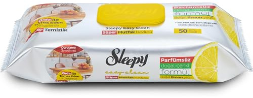 Sleepy Easy Clean Lemon Oil Surface Cleaning Wipes, Kitchen Towel and Cleaning Cloth, 12 Packs of 50 Sheets (Lemon Oil)